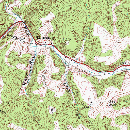 Topographic Map of Lick Run, WV