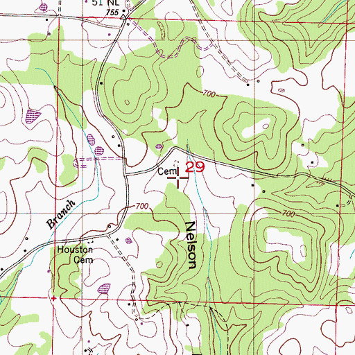 Topographic Map of Leemon Cemetery, AL