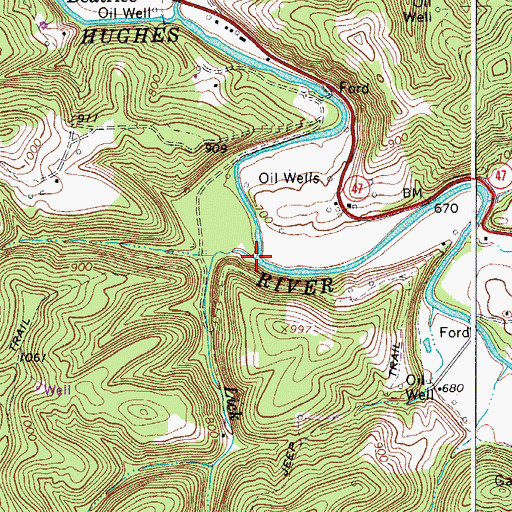 Topographic Map of Lick Run, WV