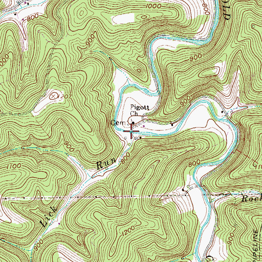 Topographic Map of Lick Run, WV