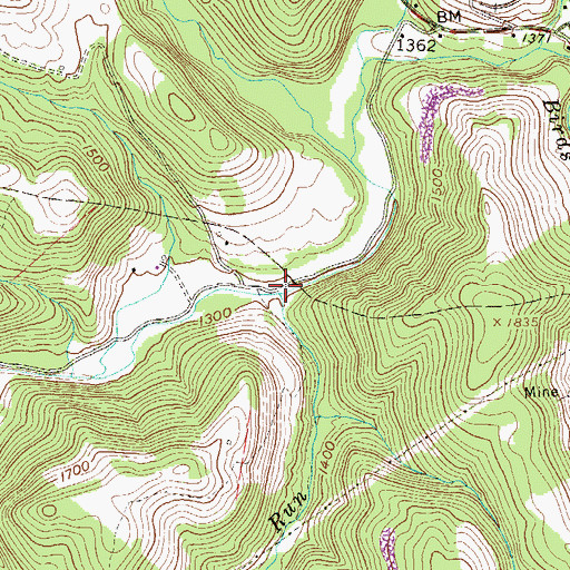 Topographic Map of Lick Run, WV
