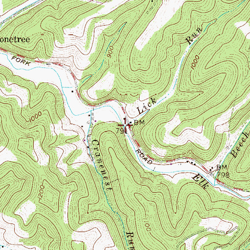 Topographic Map of Lick Run, WV