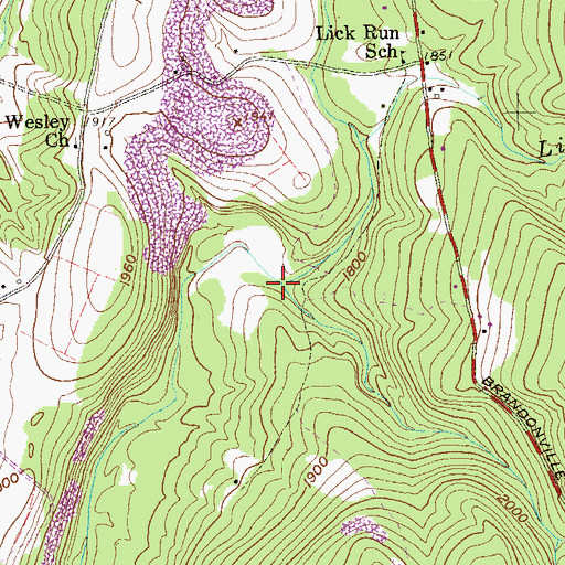 Topographic Map of Lick Run, WV