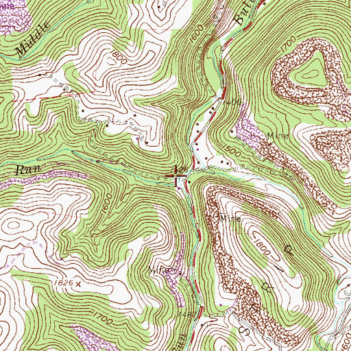 Topographic Map of Lick Run, WV