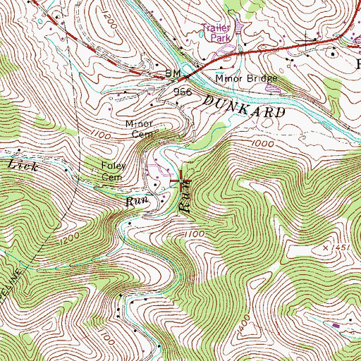 Topographic Map of Lick Run, WV