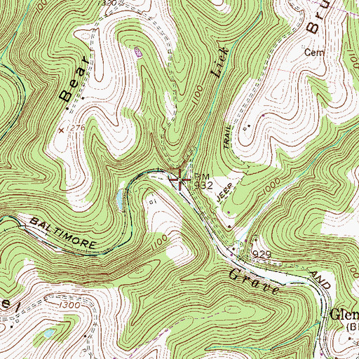 Topographic Map of Lick Run, WV