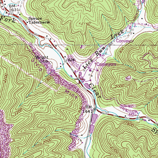 Topographic Map of Lick Run, WV