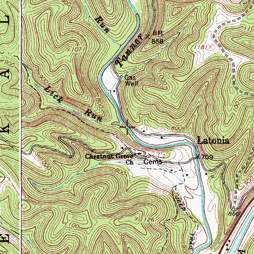 Topographic Map of Lick Run, WV