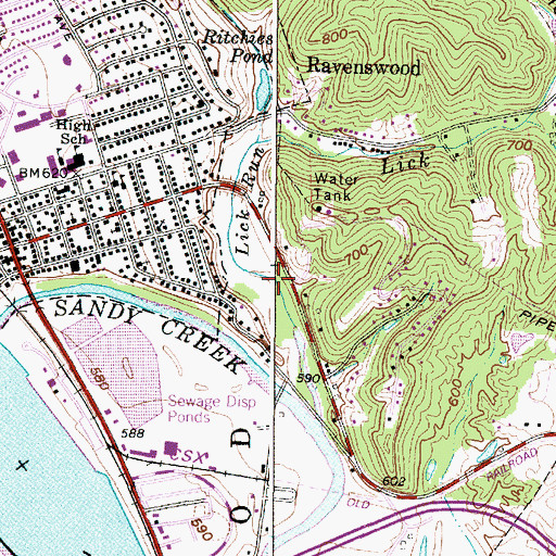 Topographic Map of Lick Run, WV