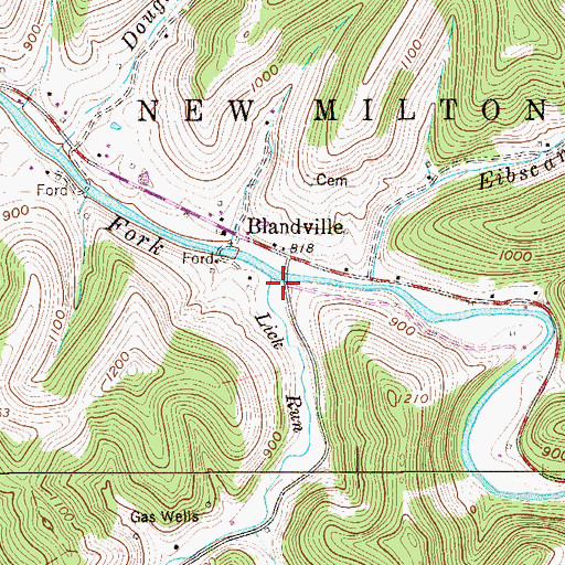 Topographic Map of Lick Run, WV