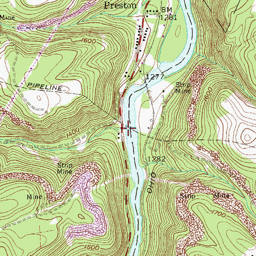 Topographic Map of Lick Run, WV