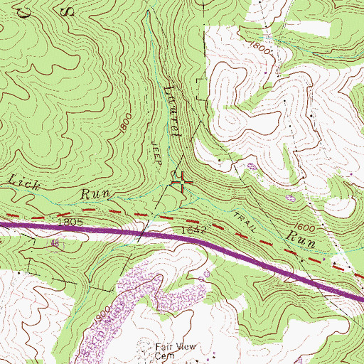 Topographic Map of Lick Run, WV