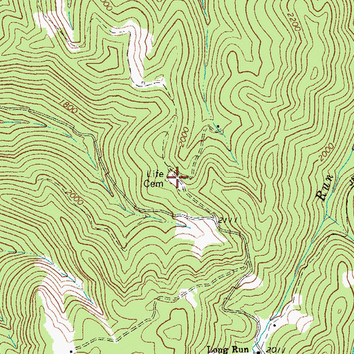Topographic Map of Life Cemetery, WV