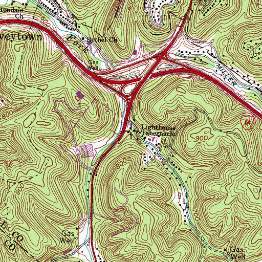 Topographic Map of Lighthouse Tabernacle, WV