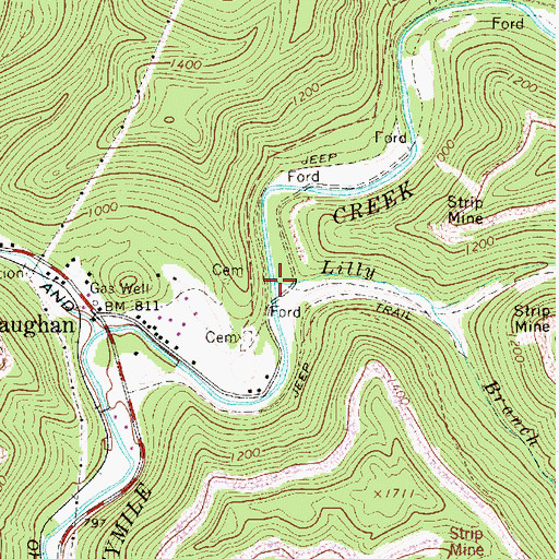 Topographic Map of Lilly Branch, WV