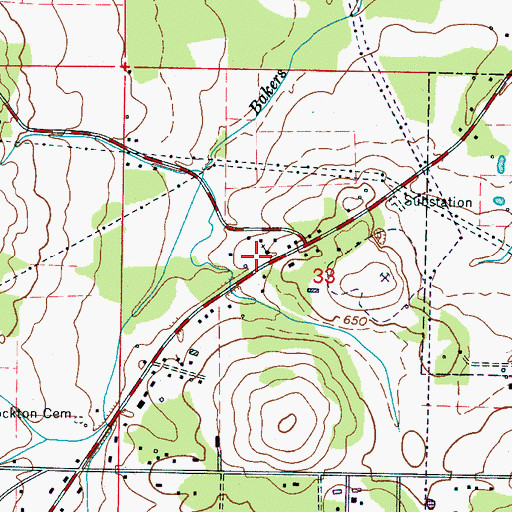 Topographic Map of Old Moulton Road Baptist Church, AL