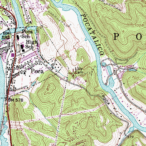 Topographic Map of Lilly Cemetery, WV