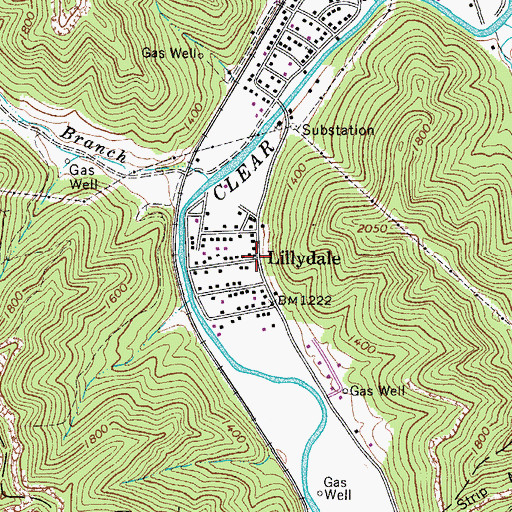 Topographic Map of Lillydale, WV