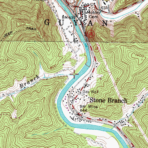 Topographic Map of Lily Branch, WV