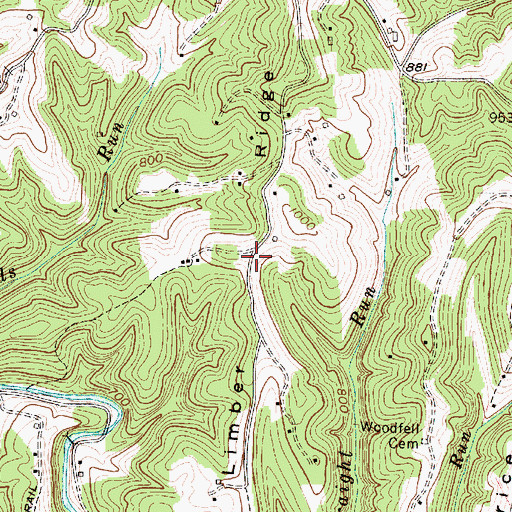 Topographic Map of Limber Ridge, WV