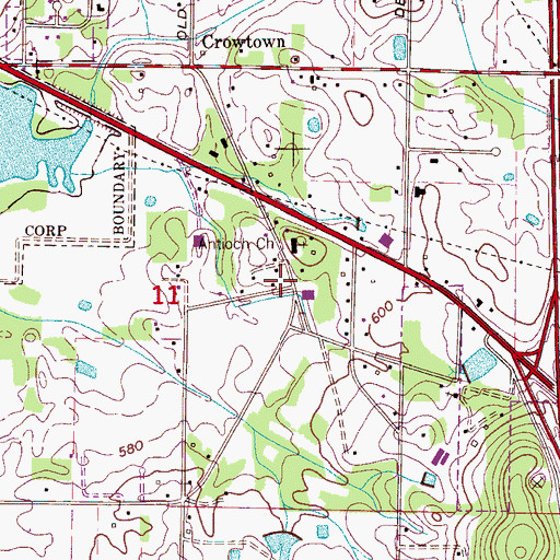 Topographic Map of Point Mallard Parkway Baptist Church, AL