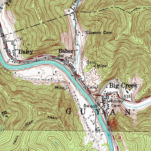 Topographic Map of Limestone Branch, WV