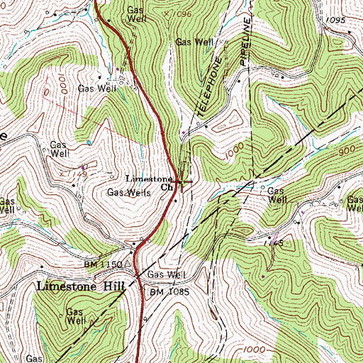 Topographic Map of Limestone Church, WV