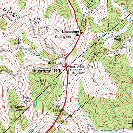 Topographic Map of Limestone Hill, WV