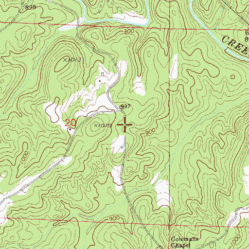 Topographic Map of Center School (historical), AL