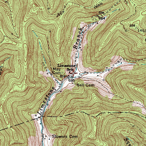 Topographic Map of Limestone School (historical), WV