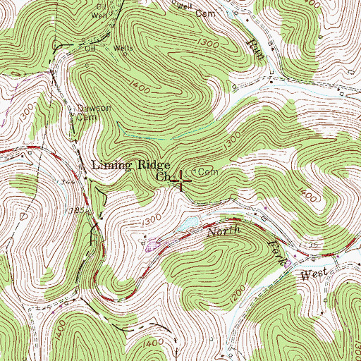 Topographic Map of Liming Ridge Church, WV