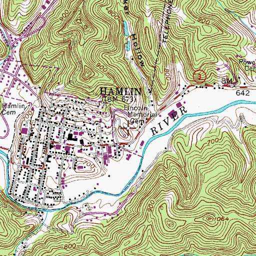 Topographic Map of Lincoln Memorial Cemetery, WV