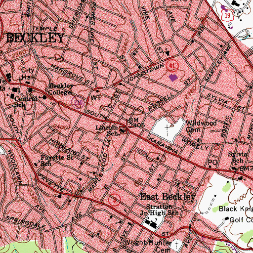 Topographic Map of Lincoln School (historical), WV