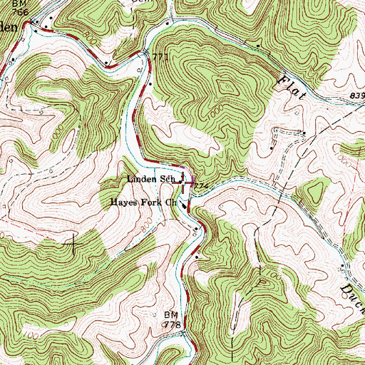 Topographic Map of Linden School (historical), WV