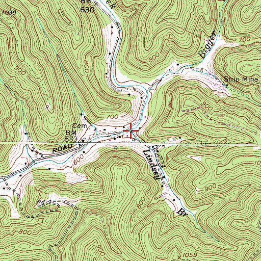 Topographic Map of Lindsey Branch, WV