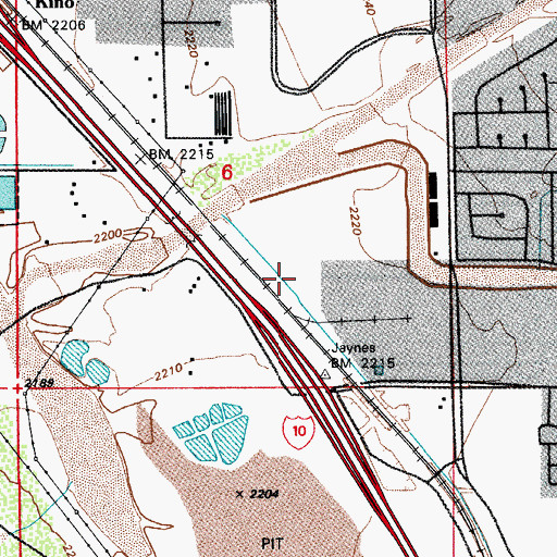 Topographic Map of Kino Railroad Station, AZ