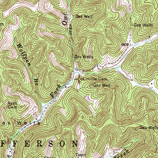 Topographic Map of Linville Cemetery, WV
