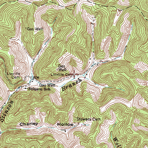 Topographic Map of Linville Cemetery, WV