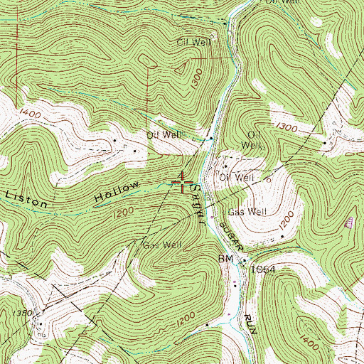 Topographic Map of Liston Hollow, WV