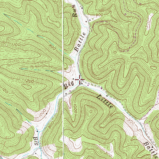Topographic Map of Little Battle Run, WV