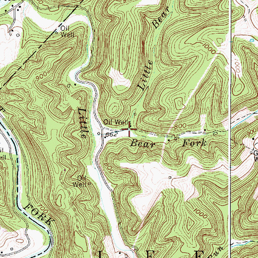 Topographic Map of Little Bear Fork, WV