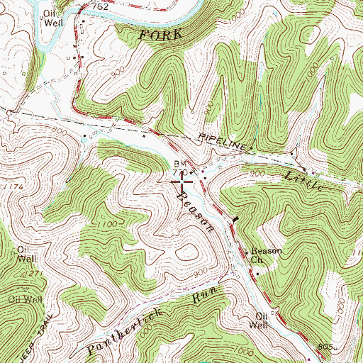 Topographic Map of Little Beason Run, WV