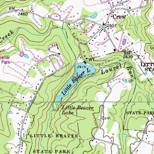 Topographic Map of Little Beaver Lake, WV
