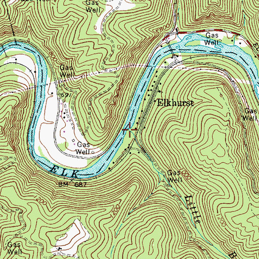 Topographic Map of Little Beechy Creek, WV