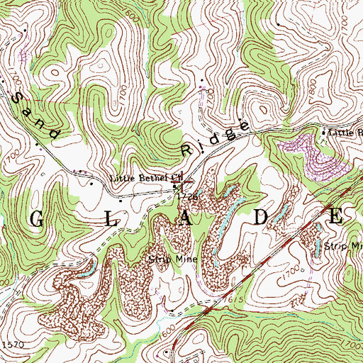 Topographic Map of Little Bethel Baptist Church, WV
