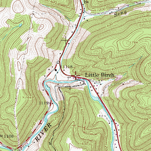 Topographic Map of Little Birch, WV