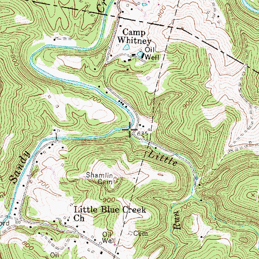 Topographic Map of Little Blue Creek, WV