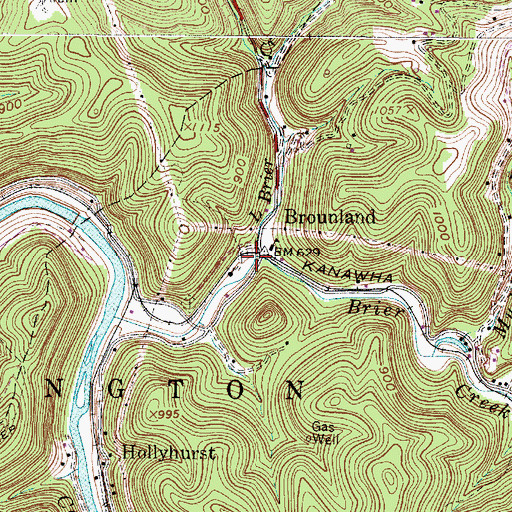 Topographic Map of Little Brier Creek, WV