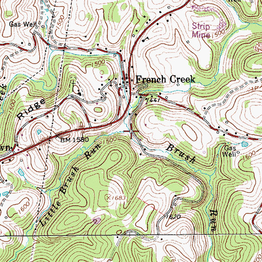 Topographic Map of Little Brush Run, WV