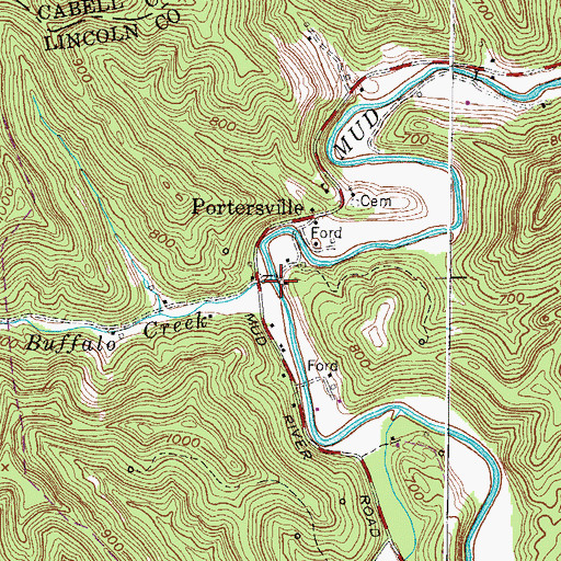 Topographic Map of Little Buffalo Creek, WV